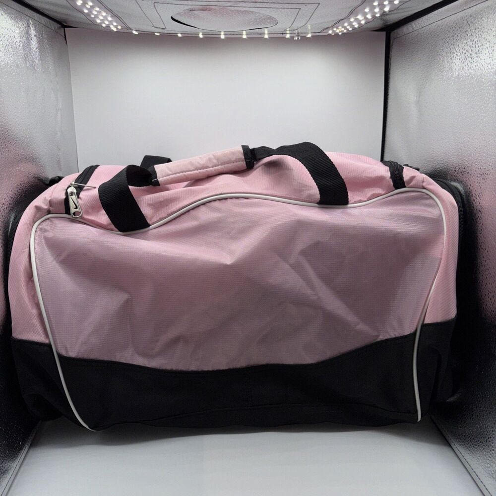 Nike Woman Pink Duffle Bag Black Strap Active Gym Travel 22" L x`12"W x12" H - Picture 6 of 16